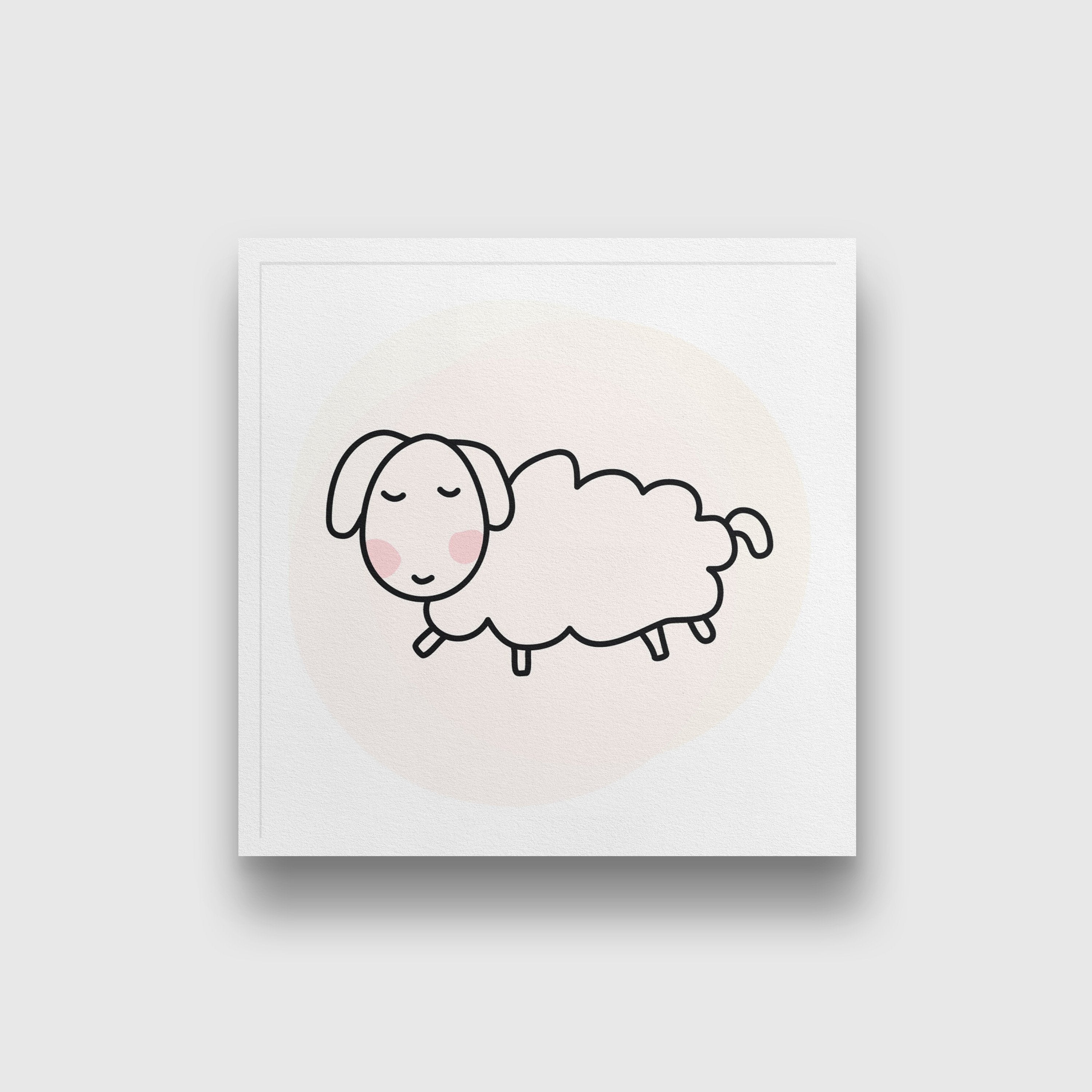 Sheep Painting - Meri Deewar 1 : 1 Square Premium Wall Art Canvas by MeriDeewar