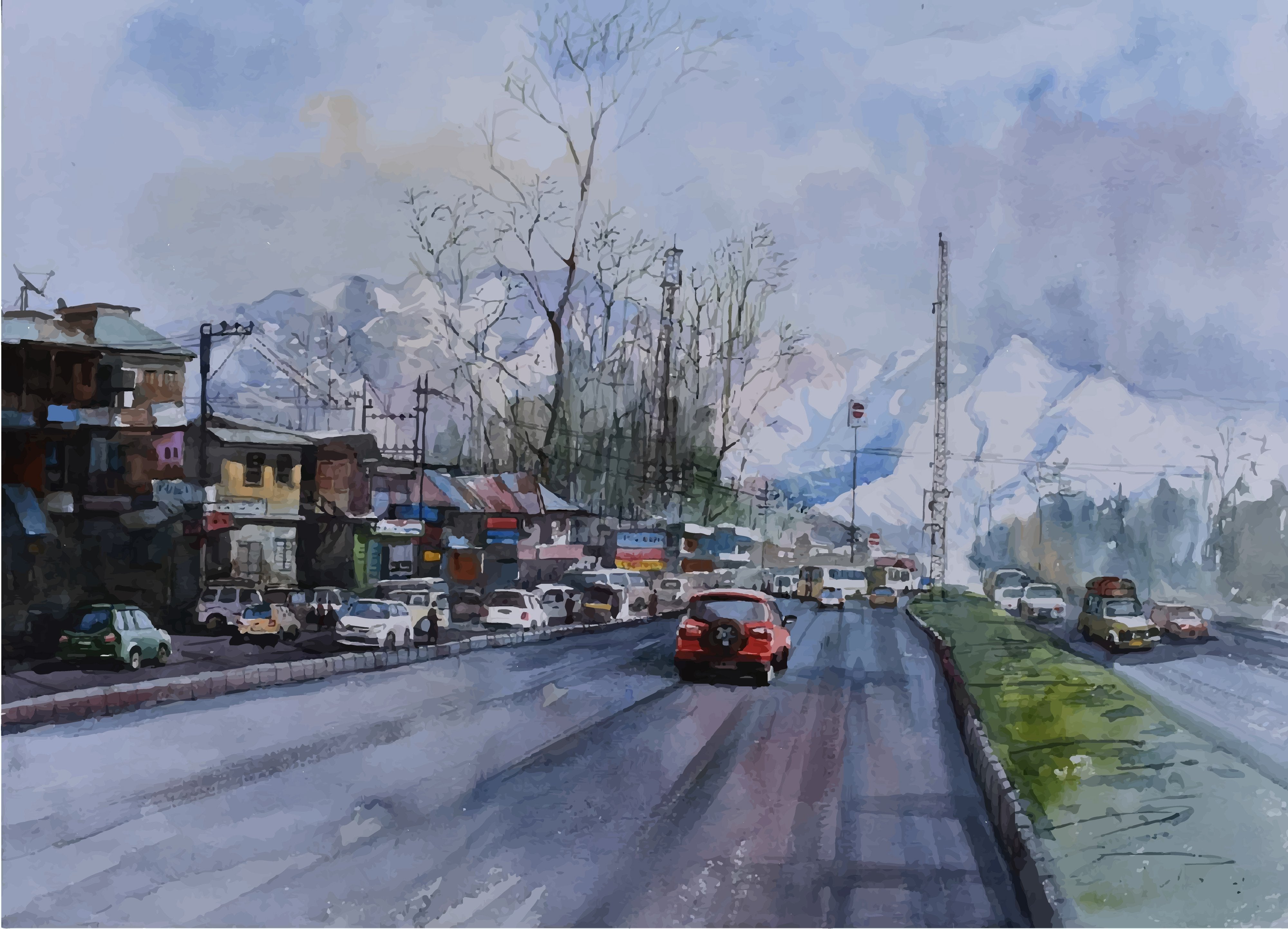 Shimla Lower Bazar Painting - Meri Deewar 3 : 2 Horizontal Premium Wall Art Canvas by MeriDeewar