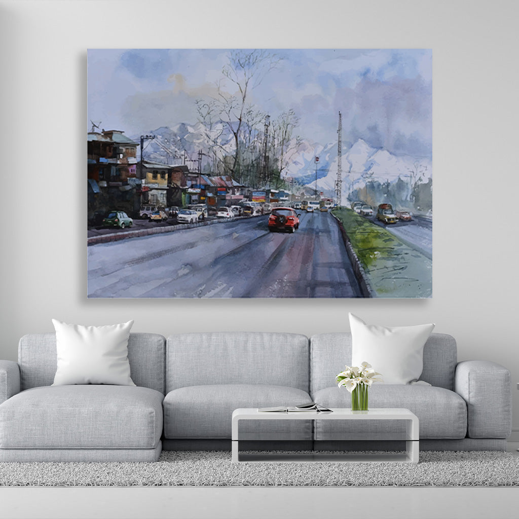 Shimla Lower Bazar Painting - Meri Deewar 3 : 2 Horizontal Premium Wall Art Canvas by MeriDeewar