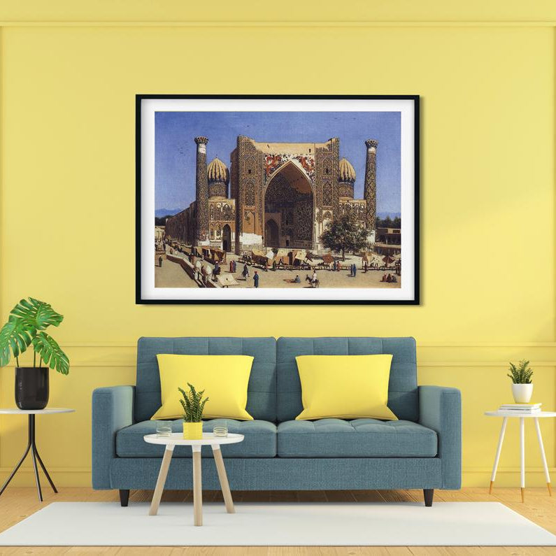 Shir dor madrasah in registan square in samarkand Painting - Meri Deewar 4 : 3 Horizontal Premium Wall Art Canvas by MeriDeewar