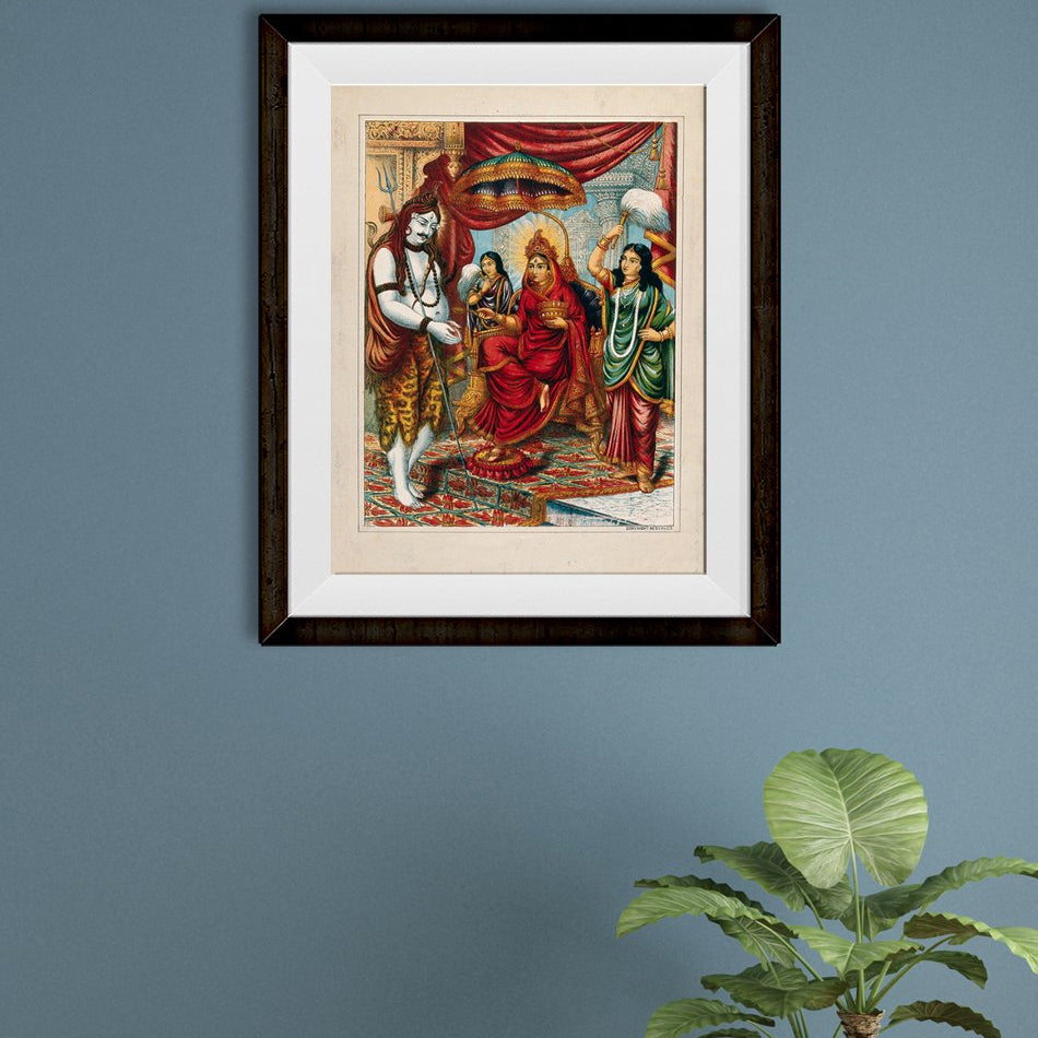 Shiva-begging-from-Annapurna Painting - Meri Deewar 4 X 5.5 Vertical Premium Wall Art Canvas by MeriDeewar