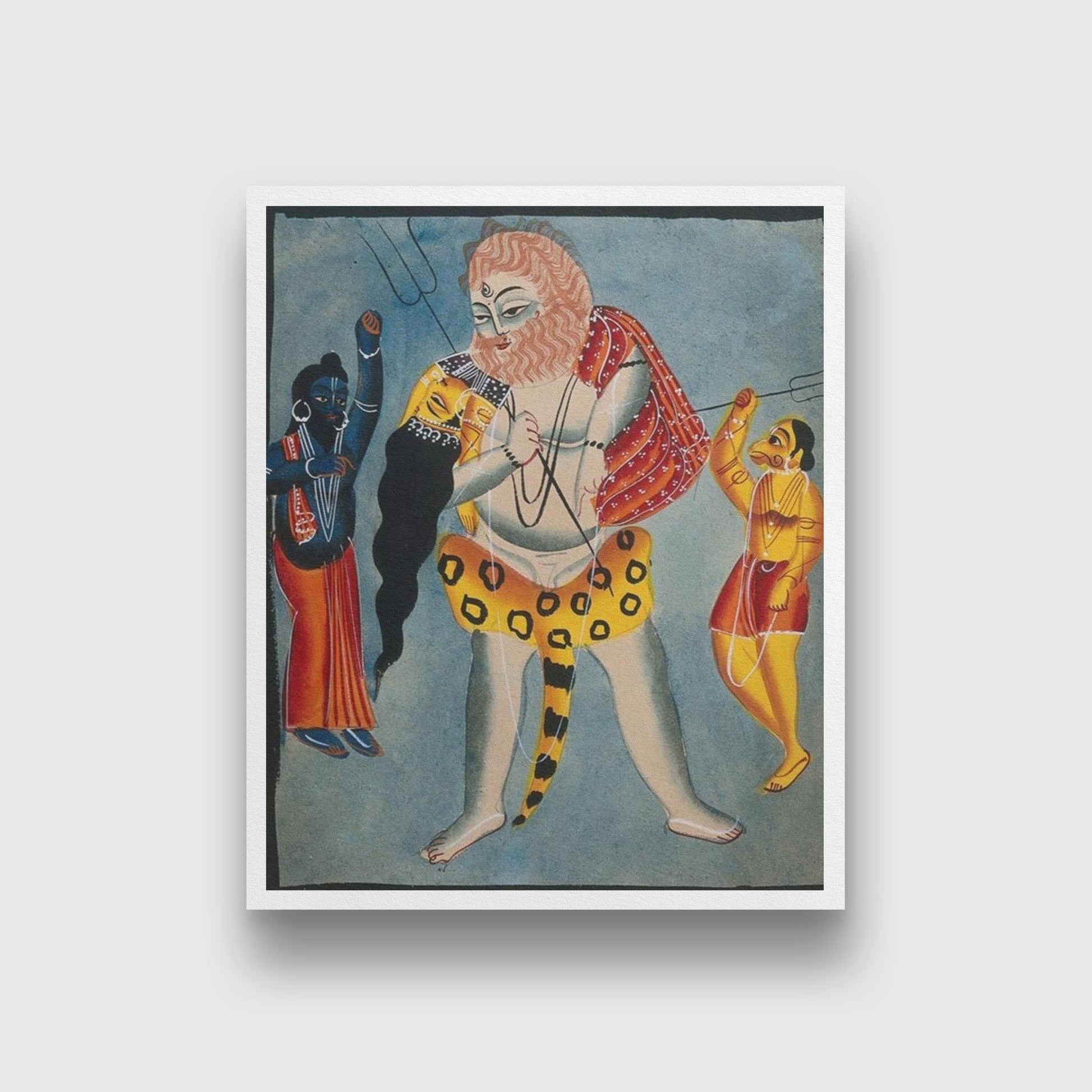Shiva-carries-Parvati-on-his-back,-flanked-two-other-deities Painting - Meri Deewar 5 : 6 Vertical Premium Wall Art Canvas by MeriDeewar