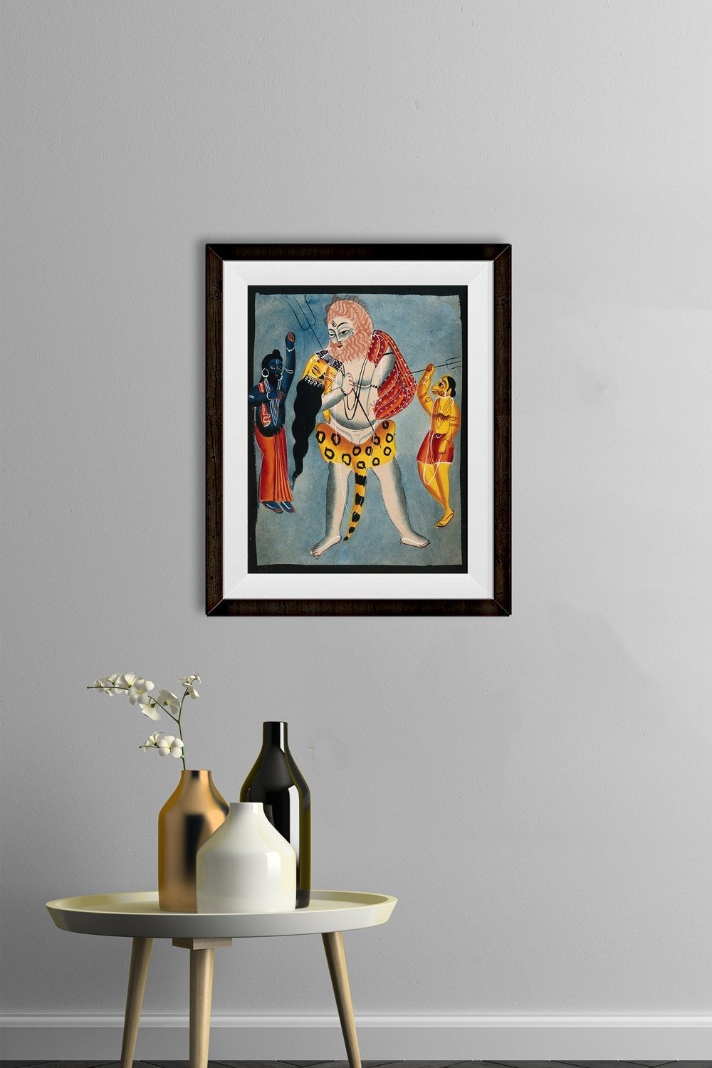 Shiva-carries-Parvati-on-his-back,-flanked-two-other-deities Painting - Meri Deewar 5 : 6 Vertical Premium Wall Art Canvas by MeriDeewar