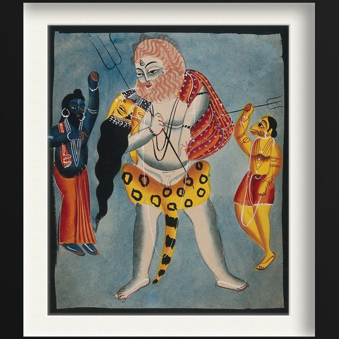 Shiva-carries-Parvati-on-his-back,-flanked-two-other-deities Painting - Meri Deewar 5 : 6 Vertical Premium Wall Art Canvas by MeriDeewar