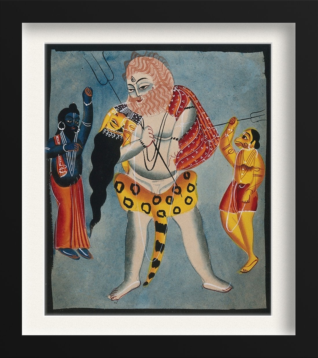 Shiva-carries-Parvati-on-his-back,-flanked-two-other-deities Painting - Meri Deewar 5 : 6 Vertical Premium Wall Art Canvas by MeriDeewar