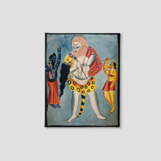 Shiva-carries-Parvati-on-his-back,-flanked-two-other-deities Painting - Meri Deewar 5 : 6 Vertical Premium Wall Art Canvas by MeriDeewar