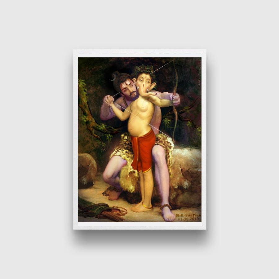 Shiva-Ganesh Painting - Meri Deewar Vertical Art New Premium Wall Art Canvas by MeriDeewar