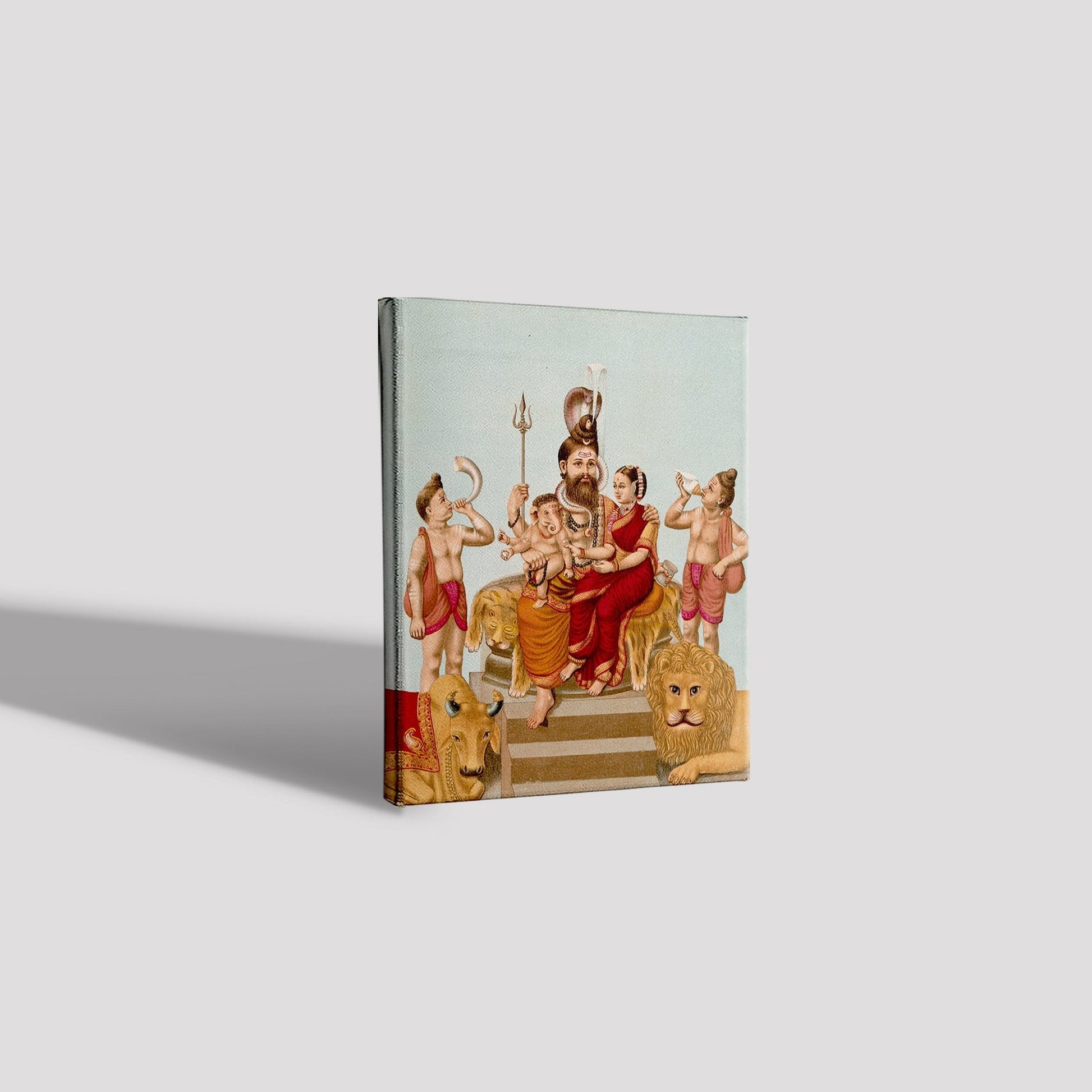 Shiva Parvati and Ganesha attended by Nandi Painting - Meri Deewar 4 :5 Vertical Premium Wall Art Canvas by MeriDeewar