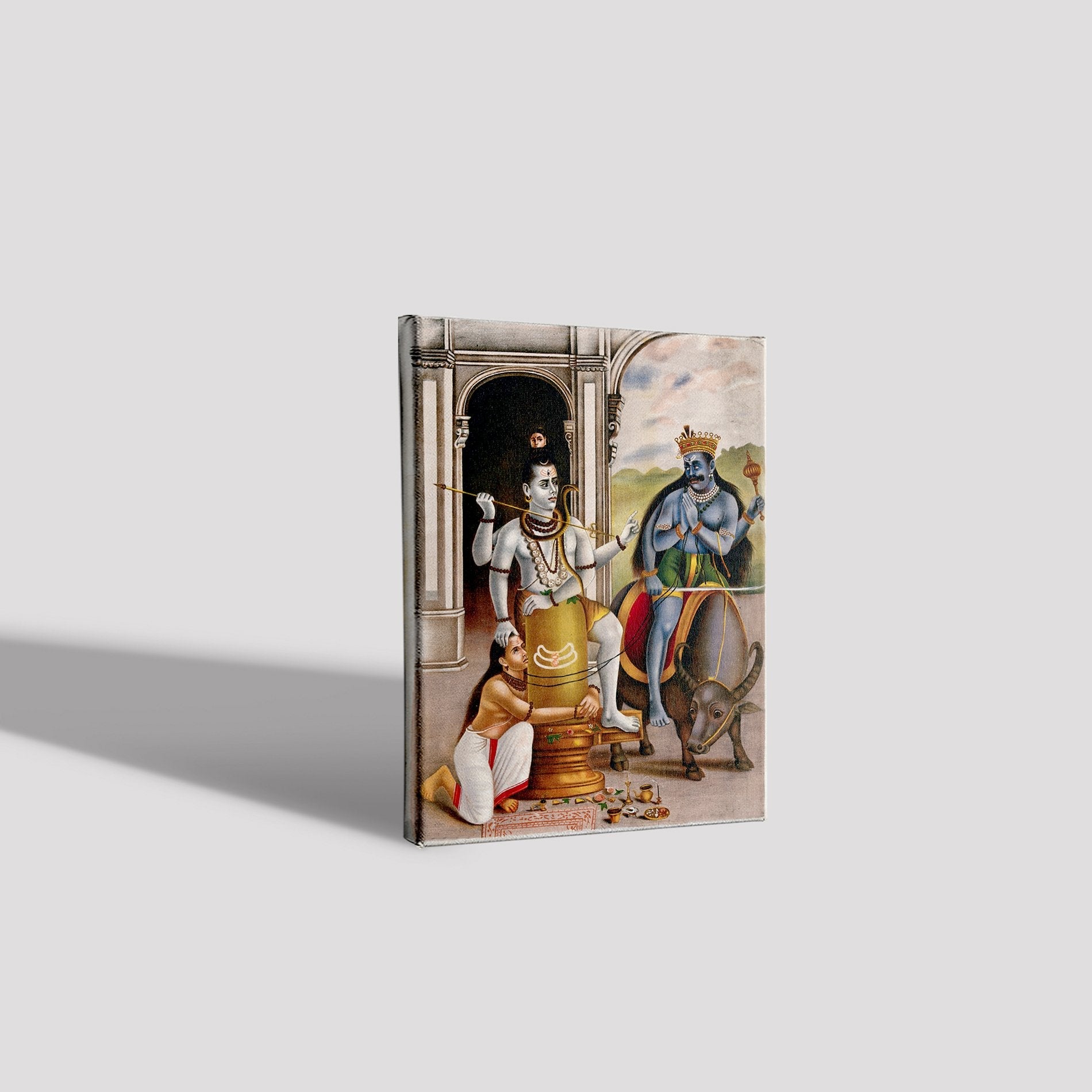 Shiva protects the sage Markandeya Rishi from a demon Painting - Meri Deewar 3 : 4 Vertical Premium Wall Art Canvas by MeriDeewar