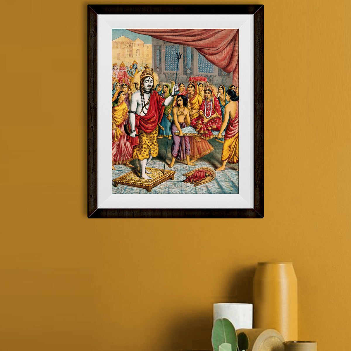 Shiva-waiting-for-the-arrival-of-his-bride-Parvati Painting - Meri Deewar 3 : 4 Vertical Premium Wall Art Canvas by MeriDeewar