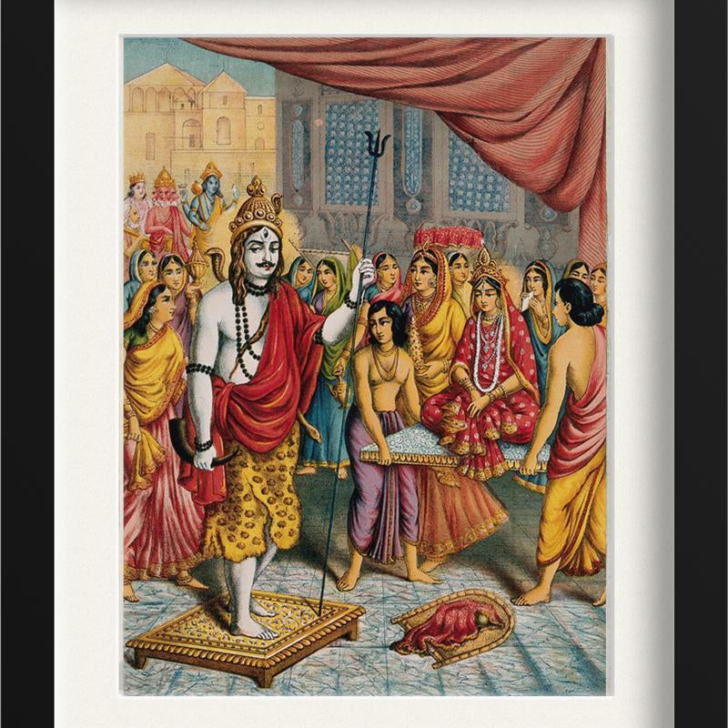 Shiva-waiting-for-the-arrival-of-his-bride-Parvati Painting - Meri Deewar 3 : 4 Vertical Premium Wall Art Canvas by MeriDeewar