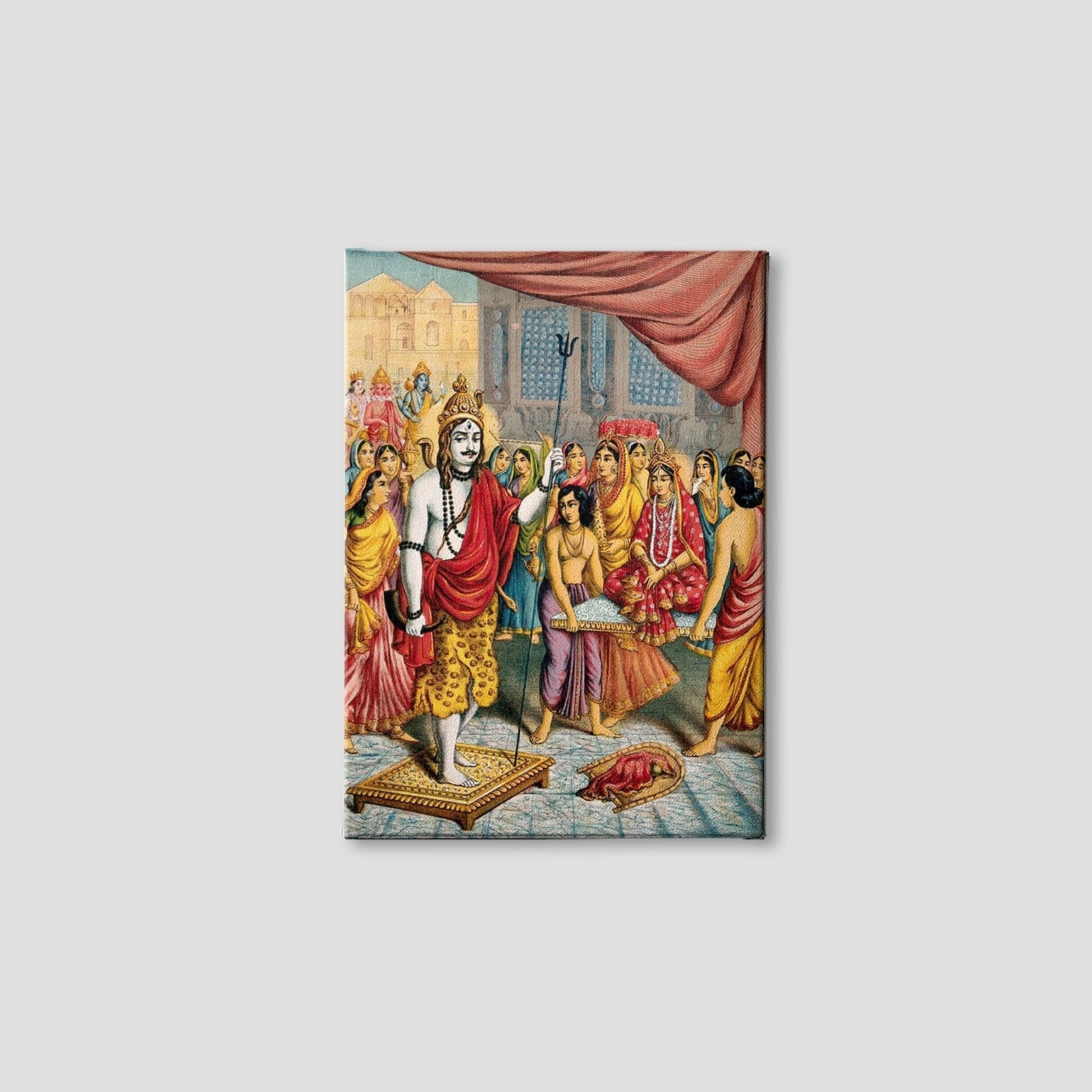 Shiva-waiting-for-the-arrival-of-his-bride-Parvati Painting - Meri Deewar 3 : 4 Vertical Premium Wall Art Canvas by MeriDeewar