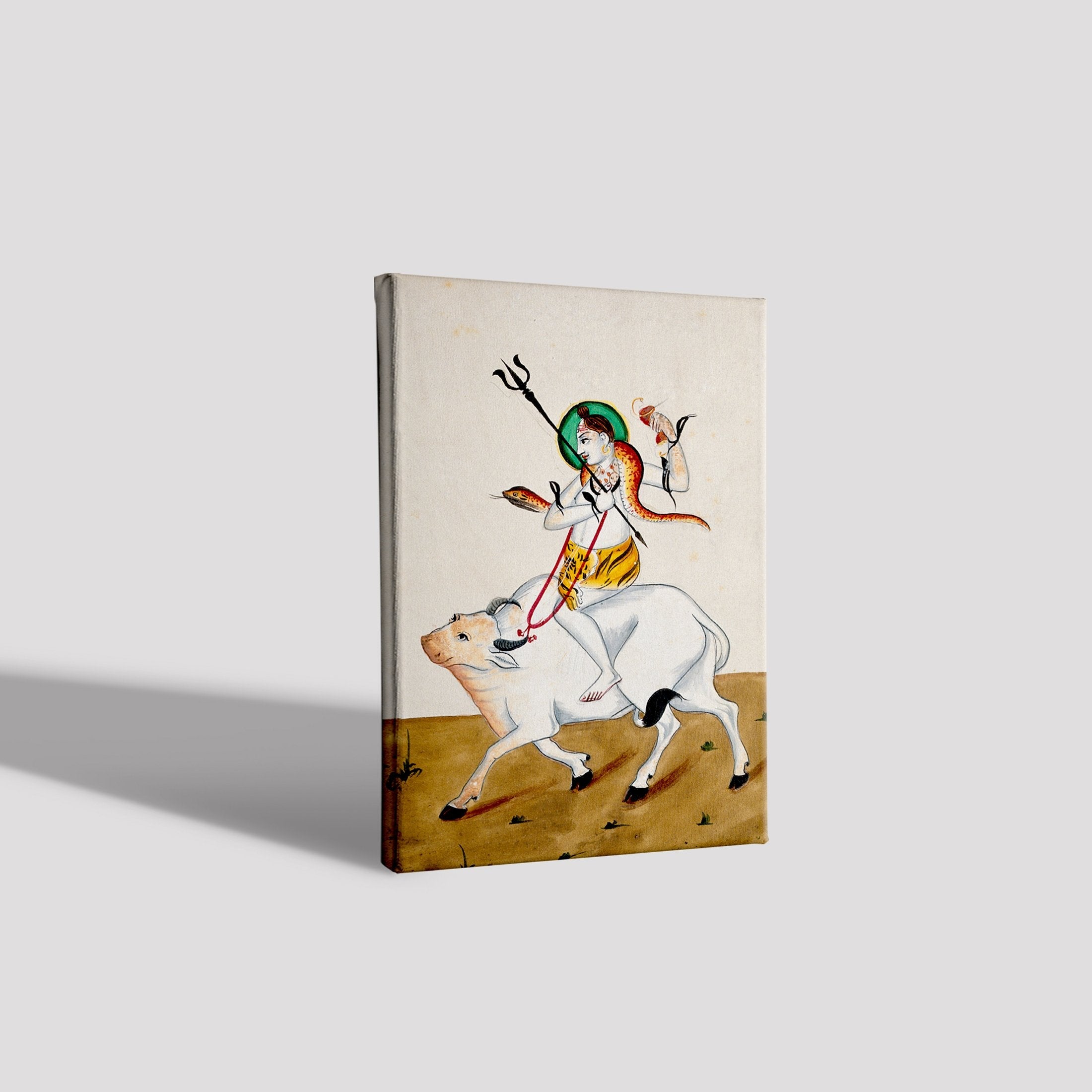 Shiva with his symbols riding Nandi Painting - Meri Deewar 2 : 3 Vertical Premium Wall Art Canvas by MeriDeewar