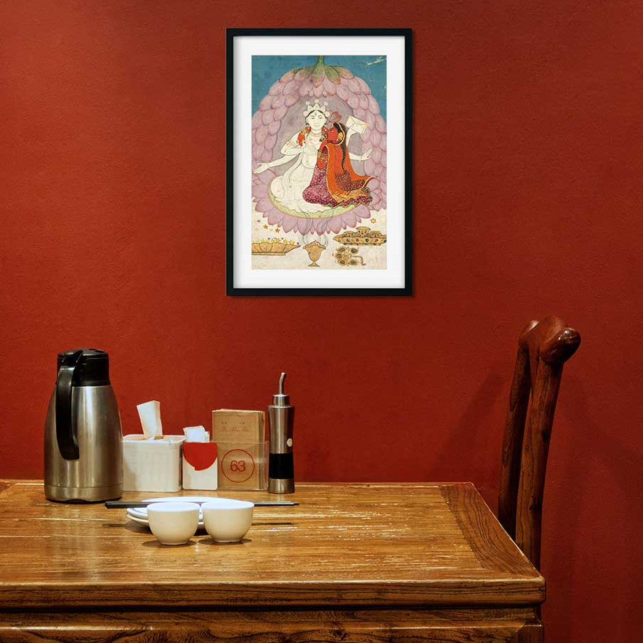 Shiva with Sati seated in a Lotus Blossom Painting 2 : 3 Vertical Premium Wall Art Canvas by MeriDeewar