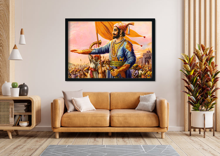 Shivaji Maharaj Hindavi Swarajya - Painting 3 : 2 Horizontal Premium Wall Art Canvas by MeriDeewar