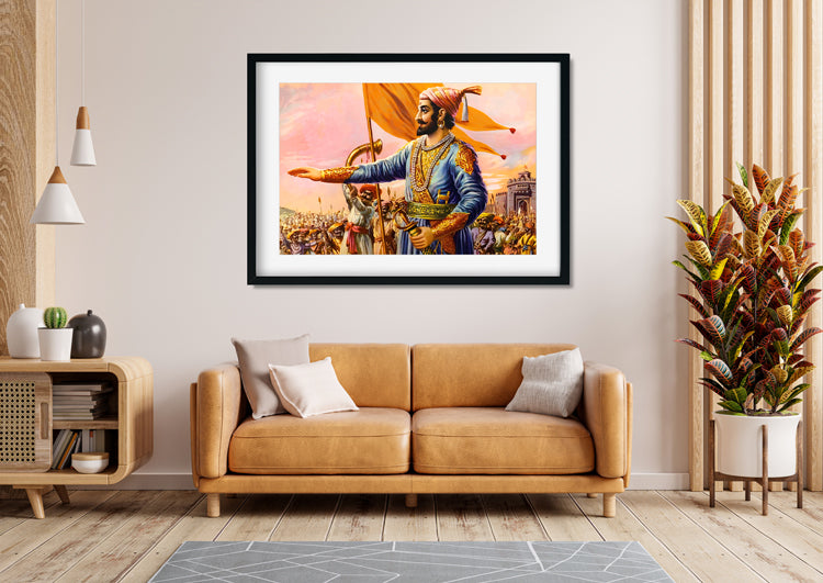 Shivaji Maharaj Hindavi Swarajya - Painting 3 : 2 Horizontal Premium Wall Art Canvas by MeriDeewar