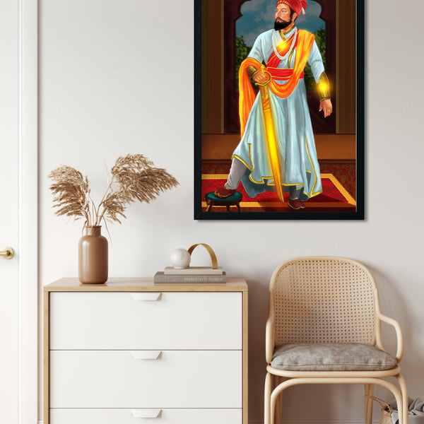 Shivaji Maharaj - paintings 2 : 3 Vertical Premium Wall Art Canvas by MeriDeewar