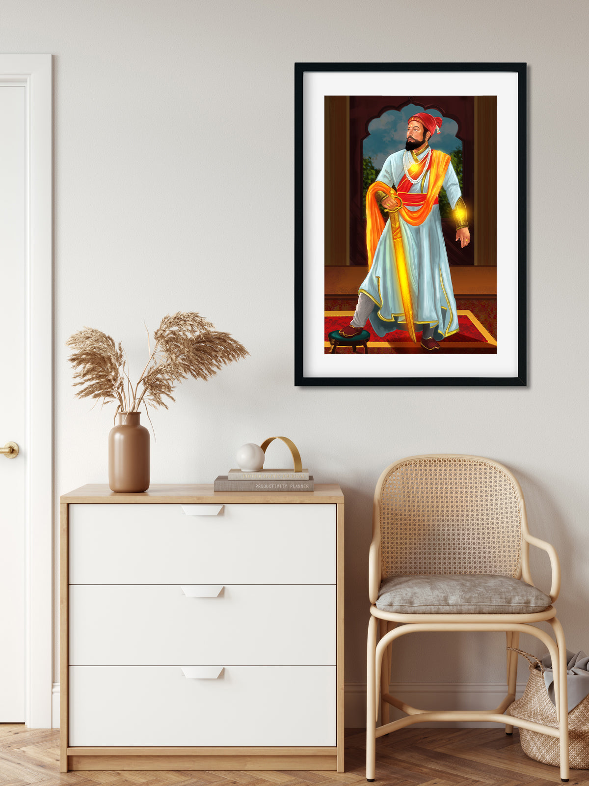 Shivaji Maharaj - paintings 2 : 3 Vertical Premium Wall Art Canvas by MeriDeewar