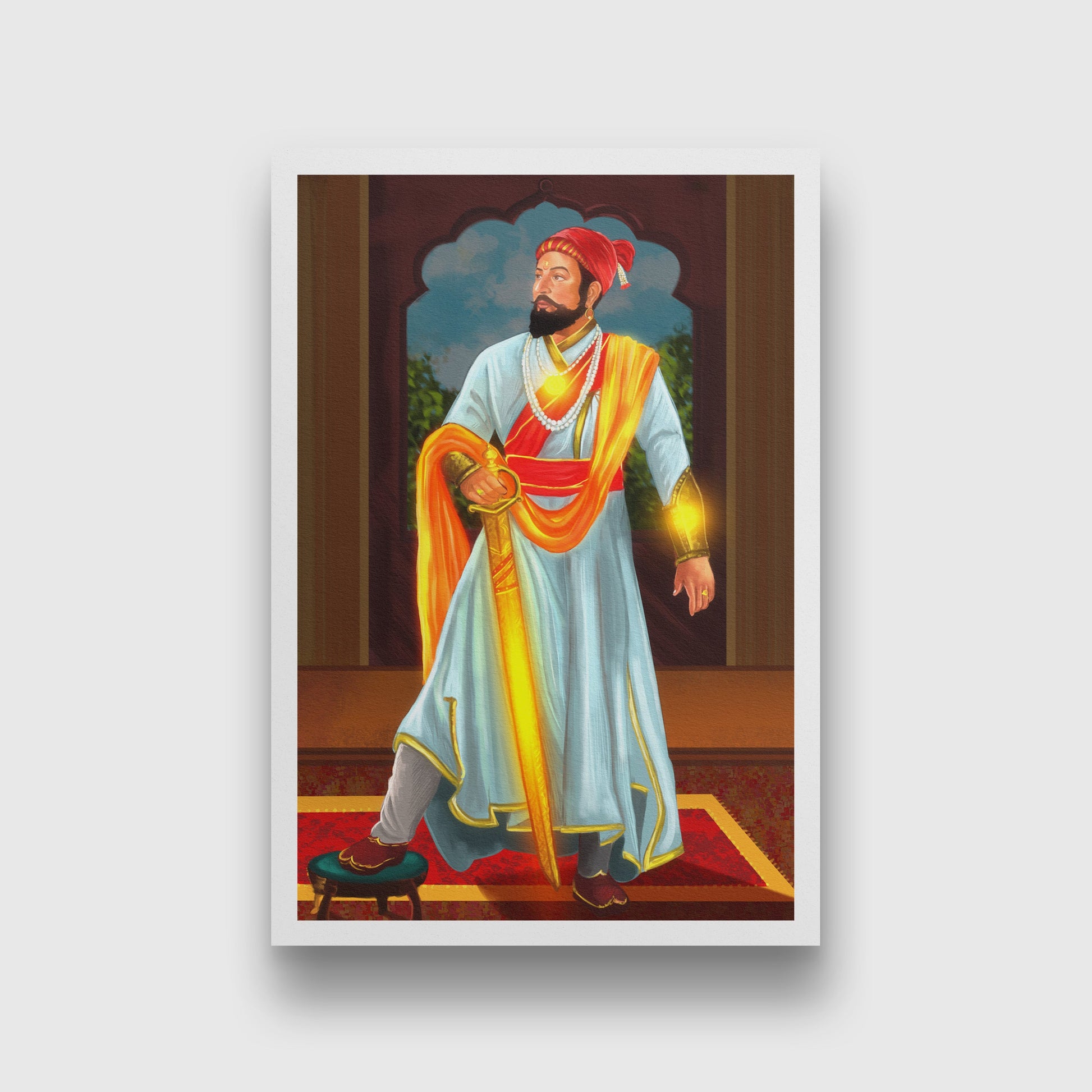 Shivaji Maharaj - paintings 2 : 3 Vertical Premium Wall Art Canvas by MeriDeewar