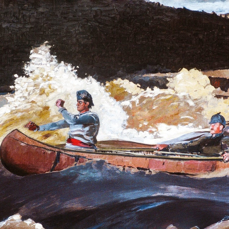 Shooting the Rapids, Saguenay Rive painting - Meri Deewar 3 : 2 Horizontal Premium Wall Art Canvas by MeriDeewar