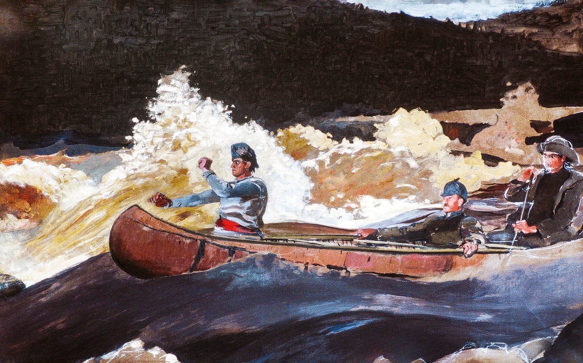Shooting the Rapids, Saguenay Rive painting - Meri Deewar 3 : 2 Horizontal Premium Wall Art Canvas by MeriDeewar