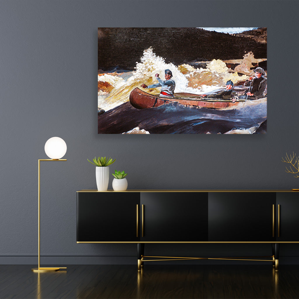 Shooting the Rapids, Saguenay Rive painting - Meri Deewar 3 : 2 Horizontal Premium Wall Art Canvas by MeriDeewar
