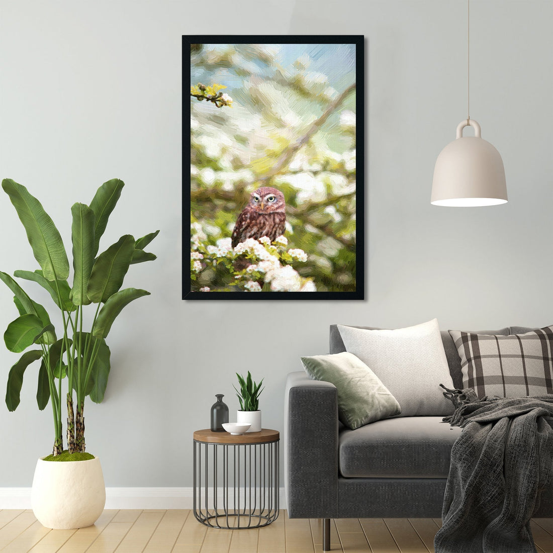 Short Eared Owl Painting - Meri Deewar 2 : 3 Vertical Premium Wall Art Canvas by MeriDeewar