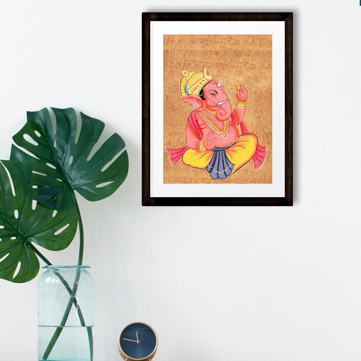 Shree Ganesha Artwork Painting - Meri Deewar 2 : 3 Vertical Premium Wall Art Canvas by MeriDeewar