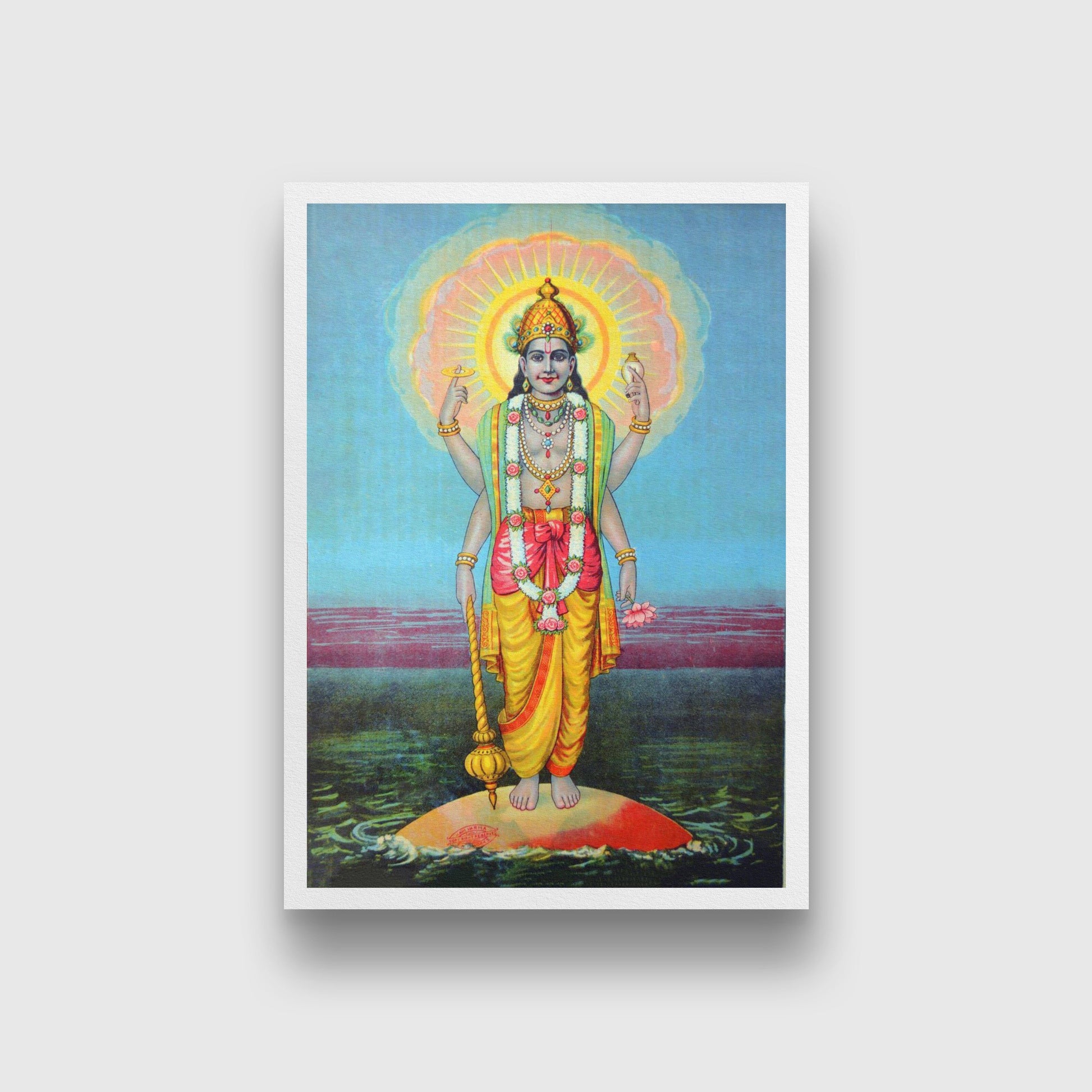 Shree Vishnu Painting - Meri Deewar 3 : 4.2 Vertical Premium Wall Art Canvas by MeriDeewar