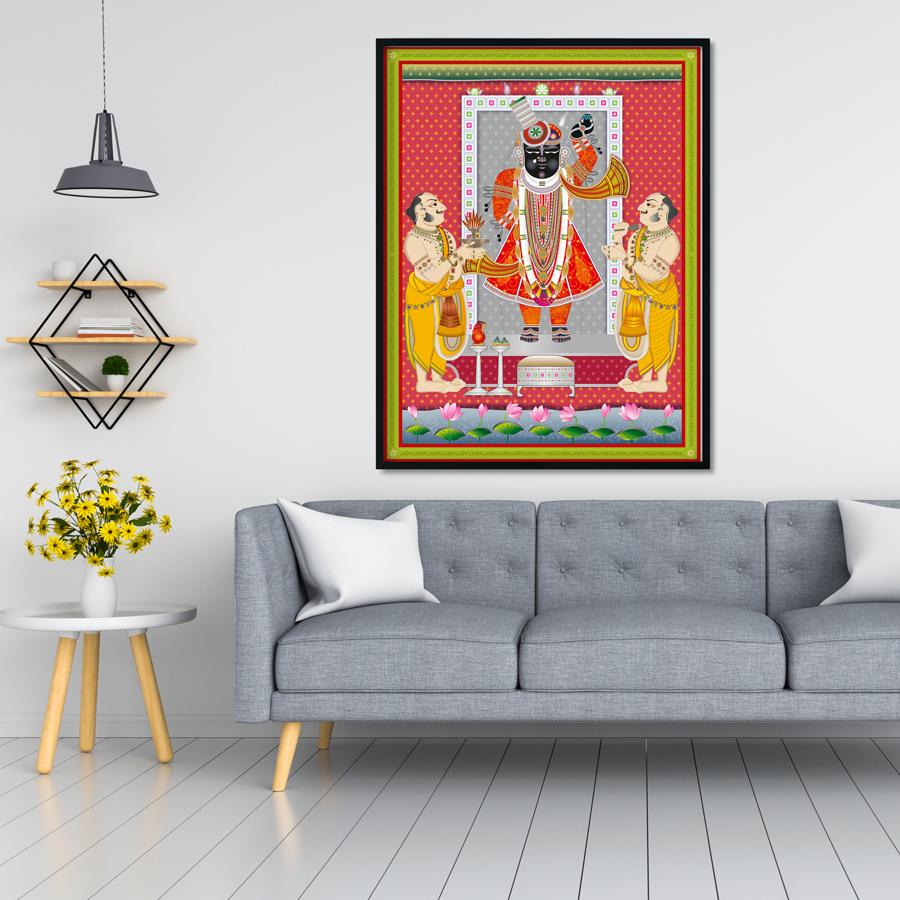 SHRINATHJI Famous Painting 3 : 4 Vertical Premium Wall Art Canvas by MeriDeewar