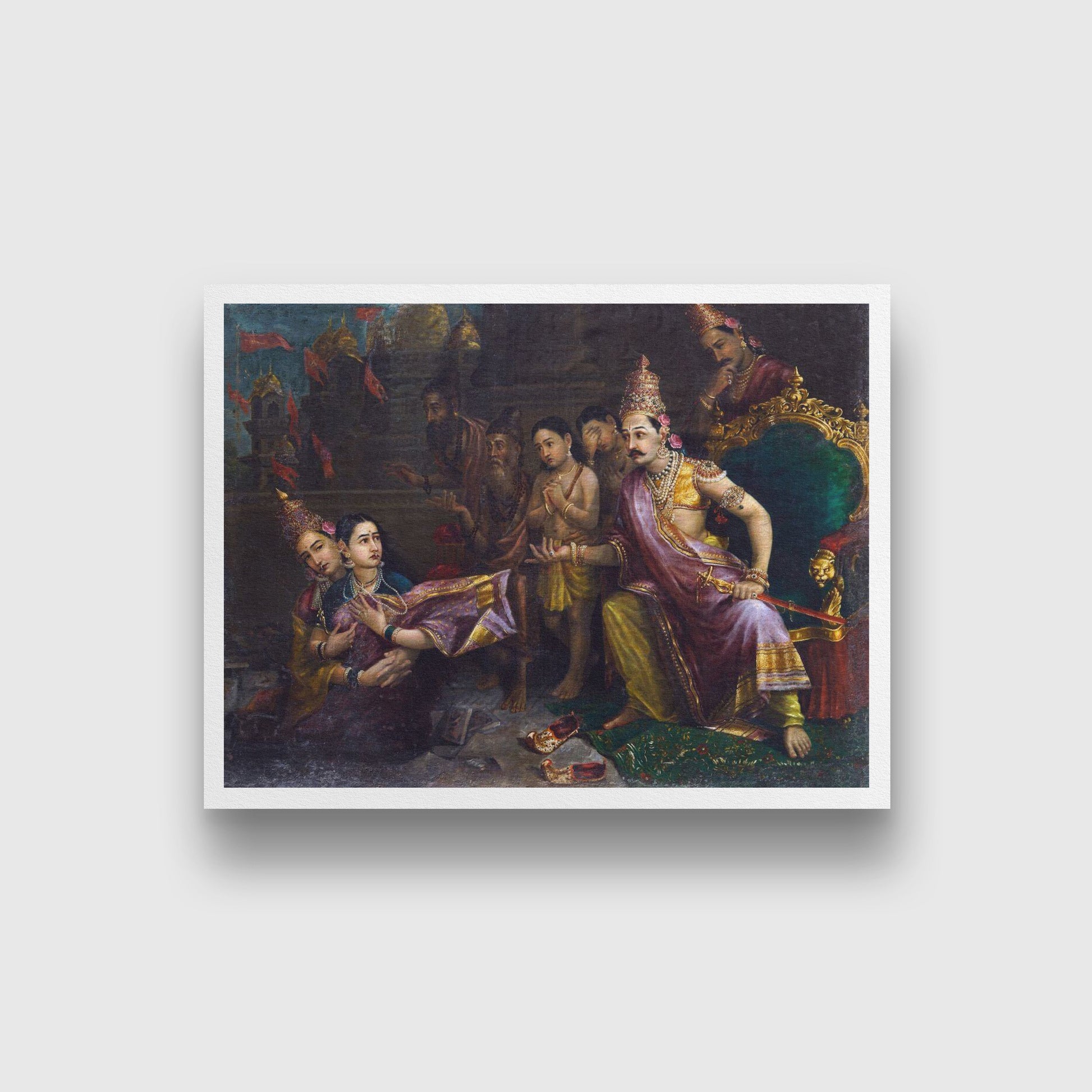 Sita Bhumi Pravesh Painting Made By Raja Ravi Varma-Meri Deewar 4 : 3 Horizontal Premium Wall Art Canvas by MeriDeewar