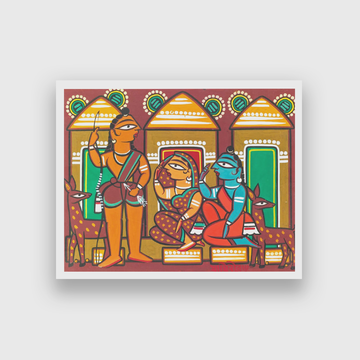 Sita Rama Painting by Jamini Roy 4 : 3 Horizontal Premium Wall Art Canvas by MeriDeewar