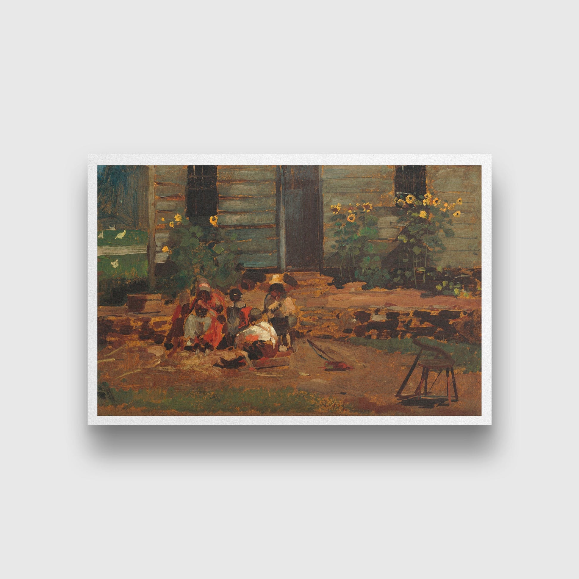 Sketch of a Cottage Yard painting - Meri Deewar 3 : 2 Horizontal Premium Wall Art Canvas by MeriDeewar