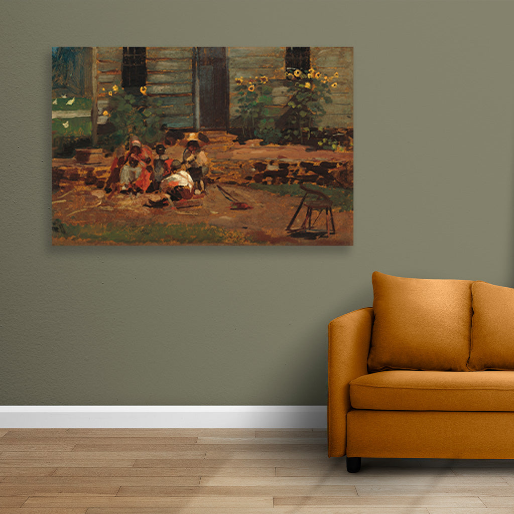 Sketch of a Cottage Yard painting - Meri Deewar 3 : 2 Horizontal Premium Wall Art Canvas by MeriDeewar