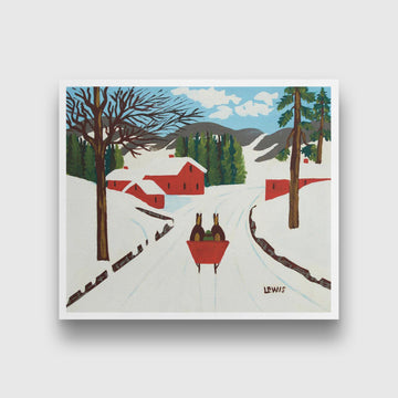 Sleigh Ride Painting - Meri Deewar 1 : 1 Square Premium Wall Art Canvas by MeriDeewar