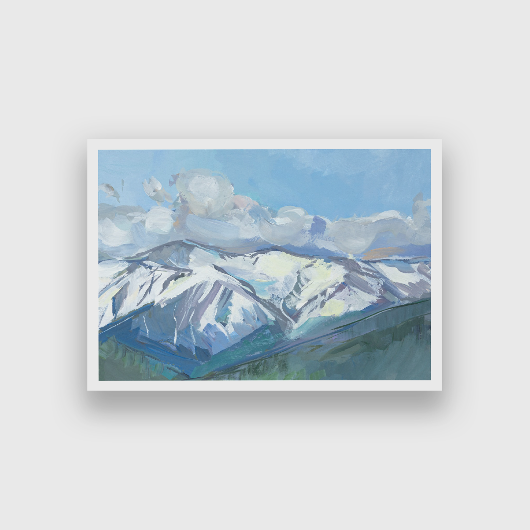 Snow Gouache Caucasus Mountains Painting 3 : 2 Horizontal Premium Wall Art Canvas by MeriDeewar