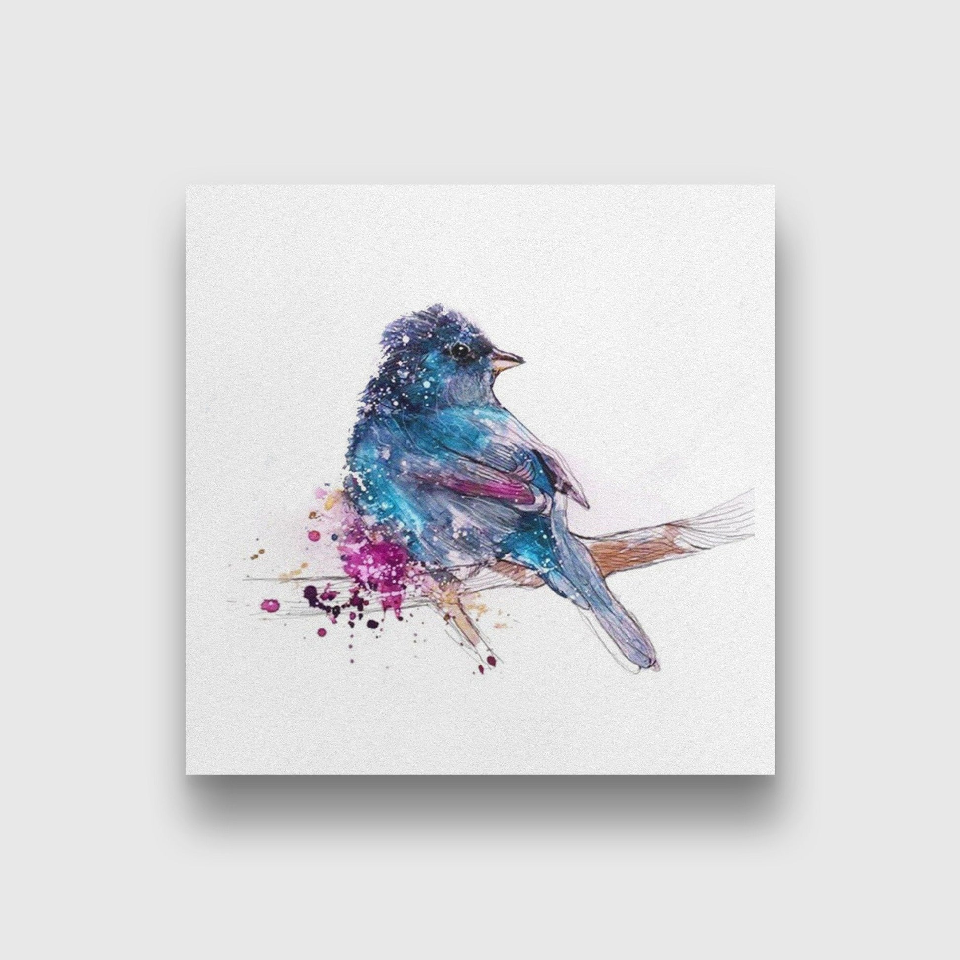 Sparrow Bird Illustration Painting - Meri Deewar 1 : 1 Square Premium Wall Art Canvas by MeriDeewar