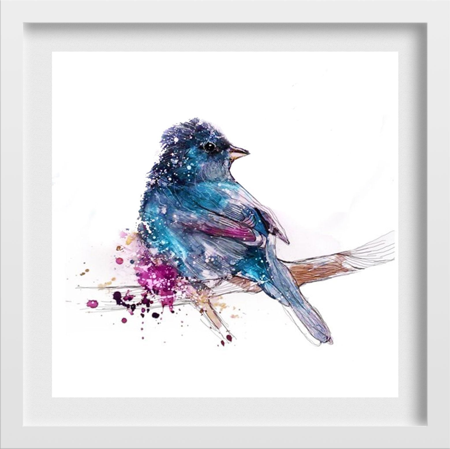Sparrow Bird Illustration Painting - Meri Deewar 1 : 1 Square Premium Wall Art Canvas by MeriDeewar