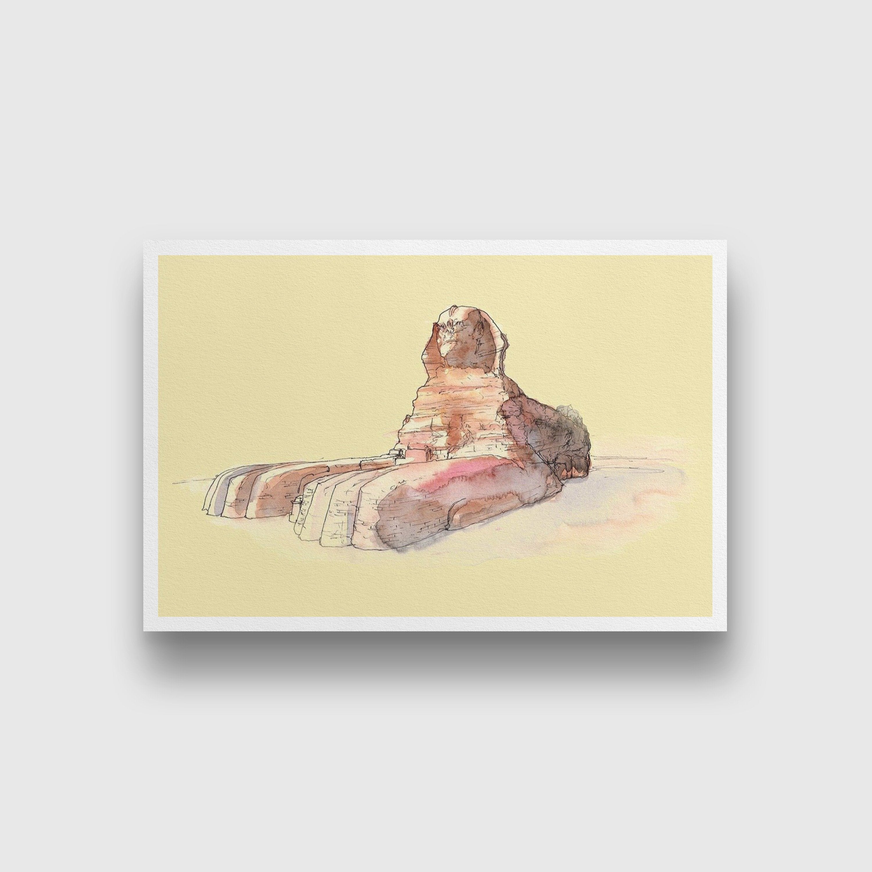 Sphinx Of Giza Illustration Painting - Meri Deewar 3 : 2 Horizontal Premium Wall Art Canvas by MeriDeewar
