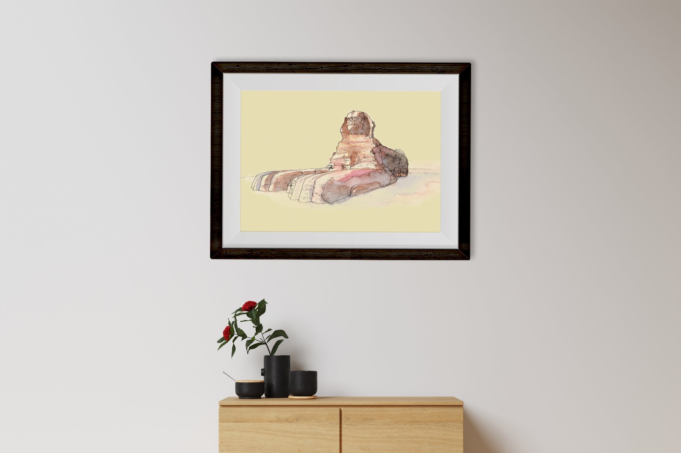 Sphinx Of Giza Illustration Painting - Meri Deewar 3 : 2 Horizontal Premium Wall Art Canvas by MeriDeewar