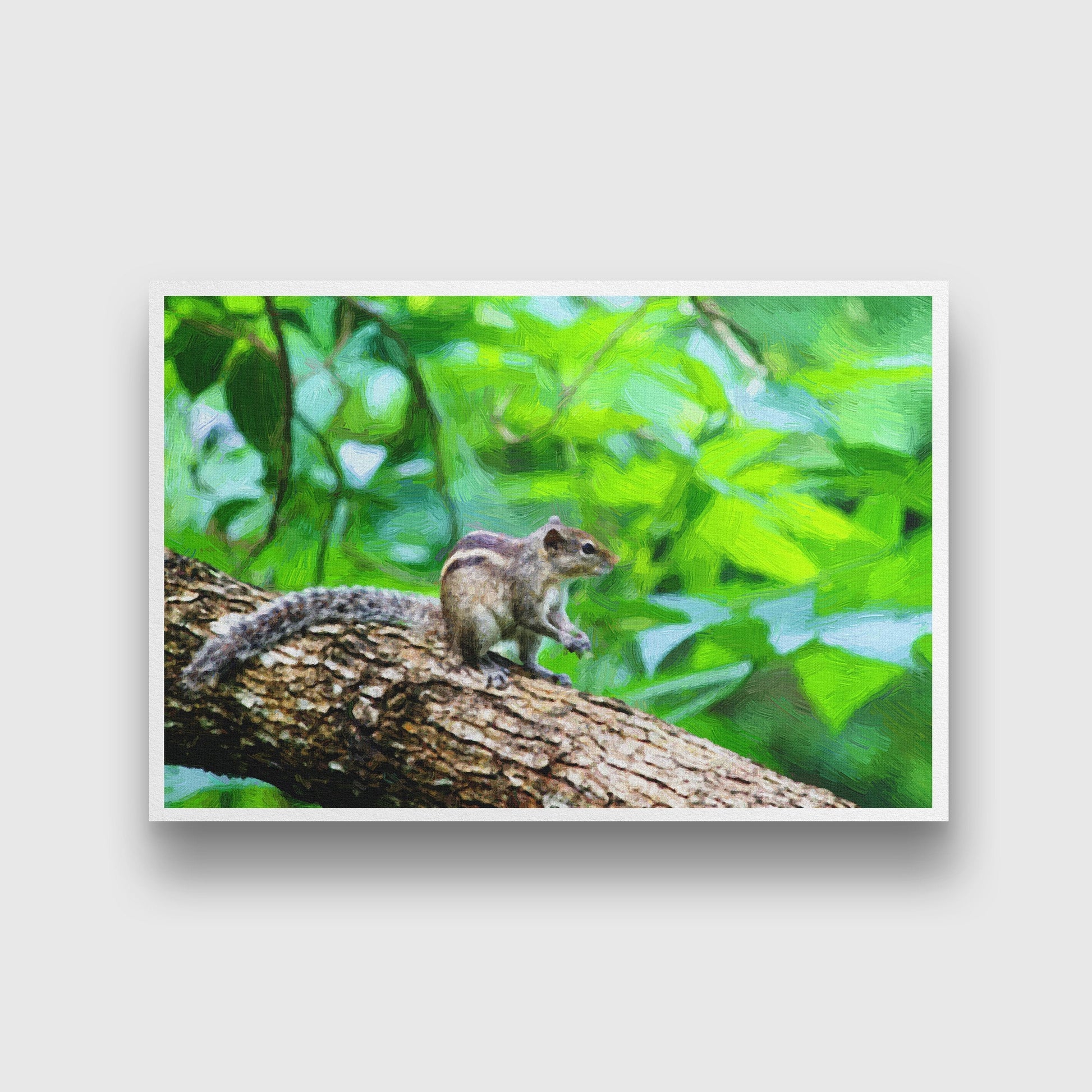 Squirrel sits in the tree Painting - Meri Deewar 2 : 3 Vertical Premium Wall Art Canvas by MeriDeewar