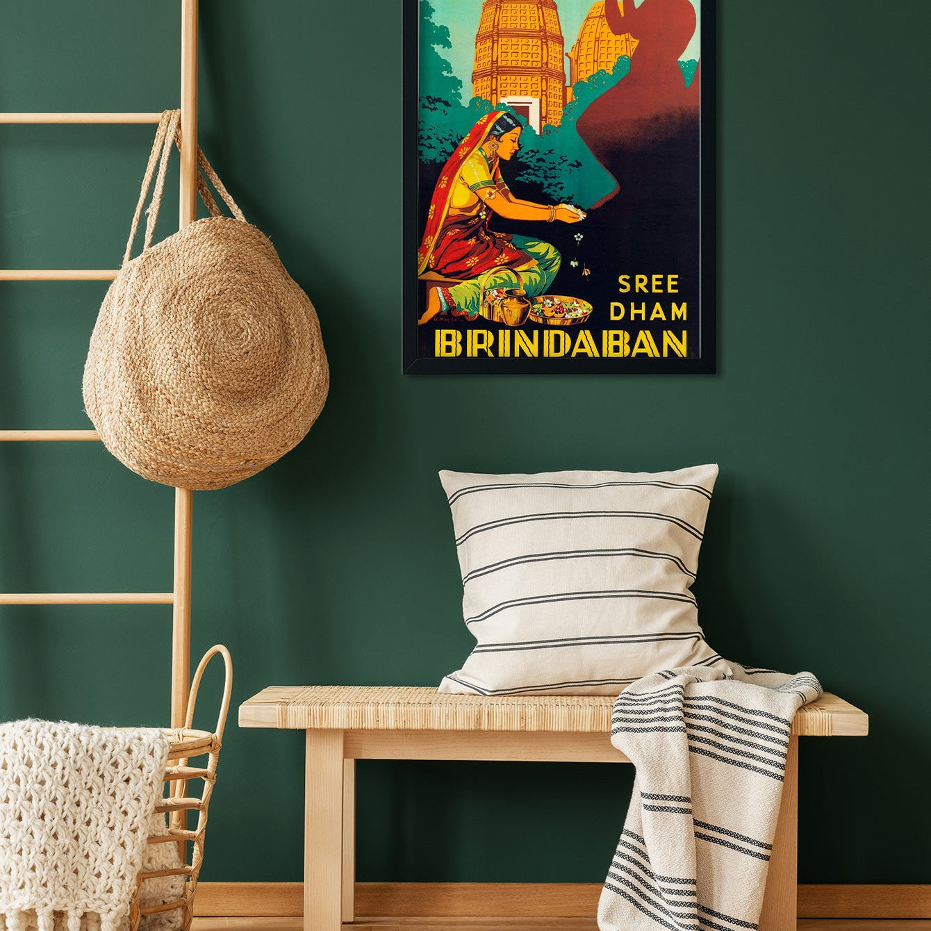 Sree dham brindaban Uttar Pradesh Vintage poster 2 : 3 Vertical Premium Wall Art Canvas by MeriDeewar