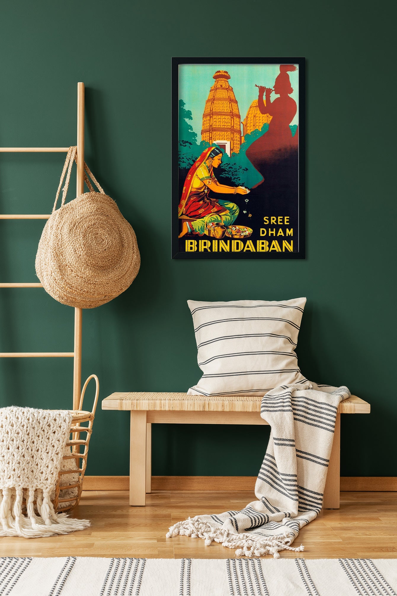 Sree dham brindaban Uttar Pradesh  Vintage poster 2 : 3 Vertical Premium Wall Art Canvas by MeriDeewar