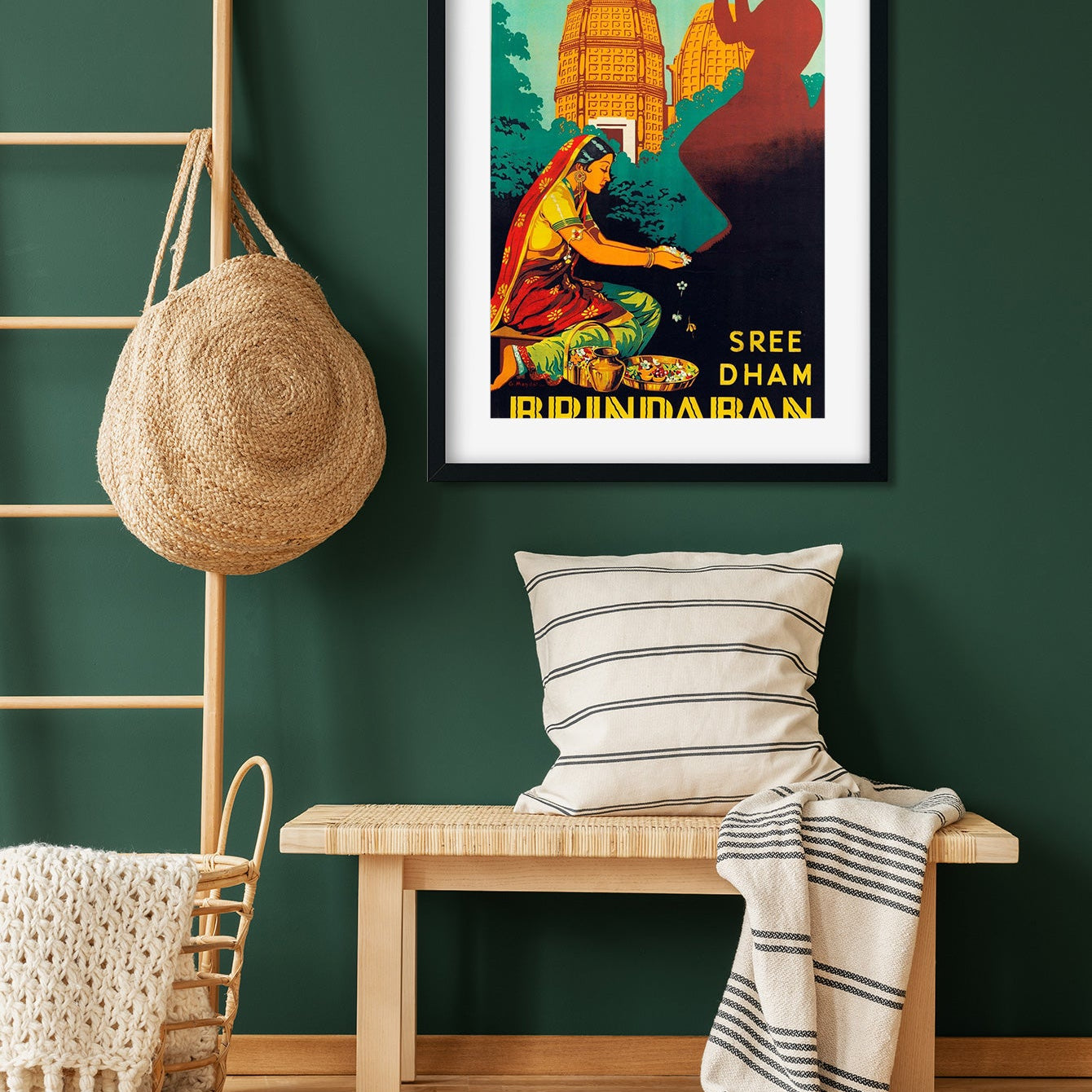 Sree dham brindaban Uttar Pradesh Vintage poster 2 : 3 Vertical Premium Wall Art Canvas by MeriDeewar
