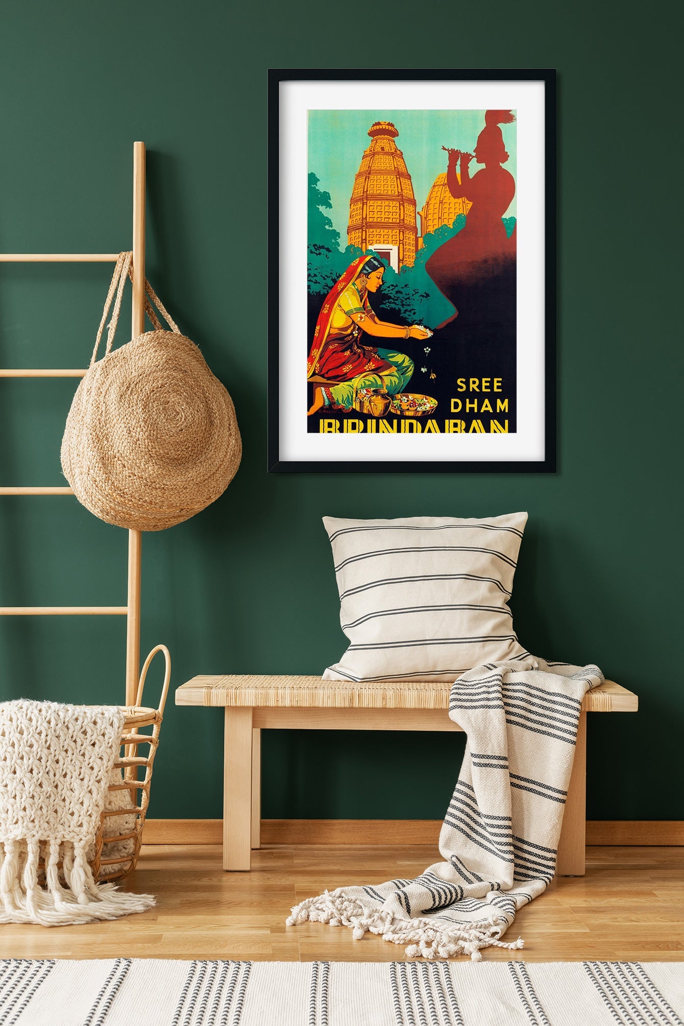 Sree dham brindaban Uttar Pradesh  Vintage poster 2 : 3 Vertical Premium Wall Art Canvas by MeriDeewar