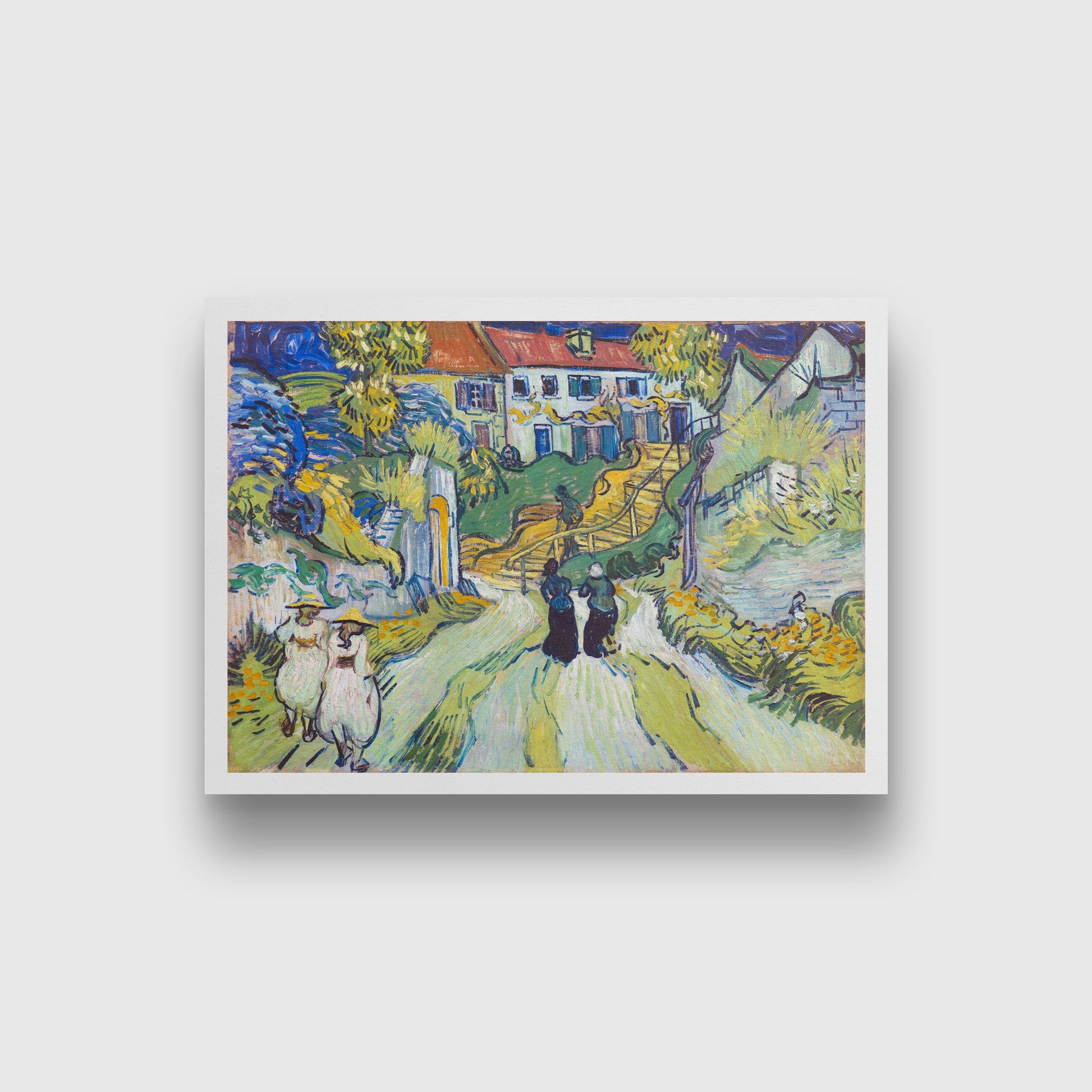 Stairway at Auvers (1890) famous landscape painting 3 : 2 Horizontal Premium Wall Art Canvas by MeriDeewar