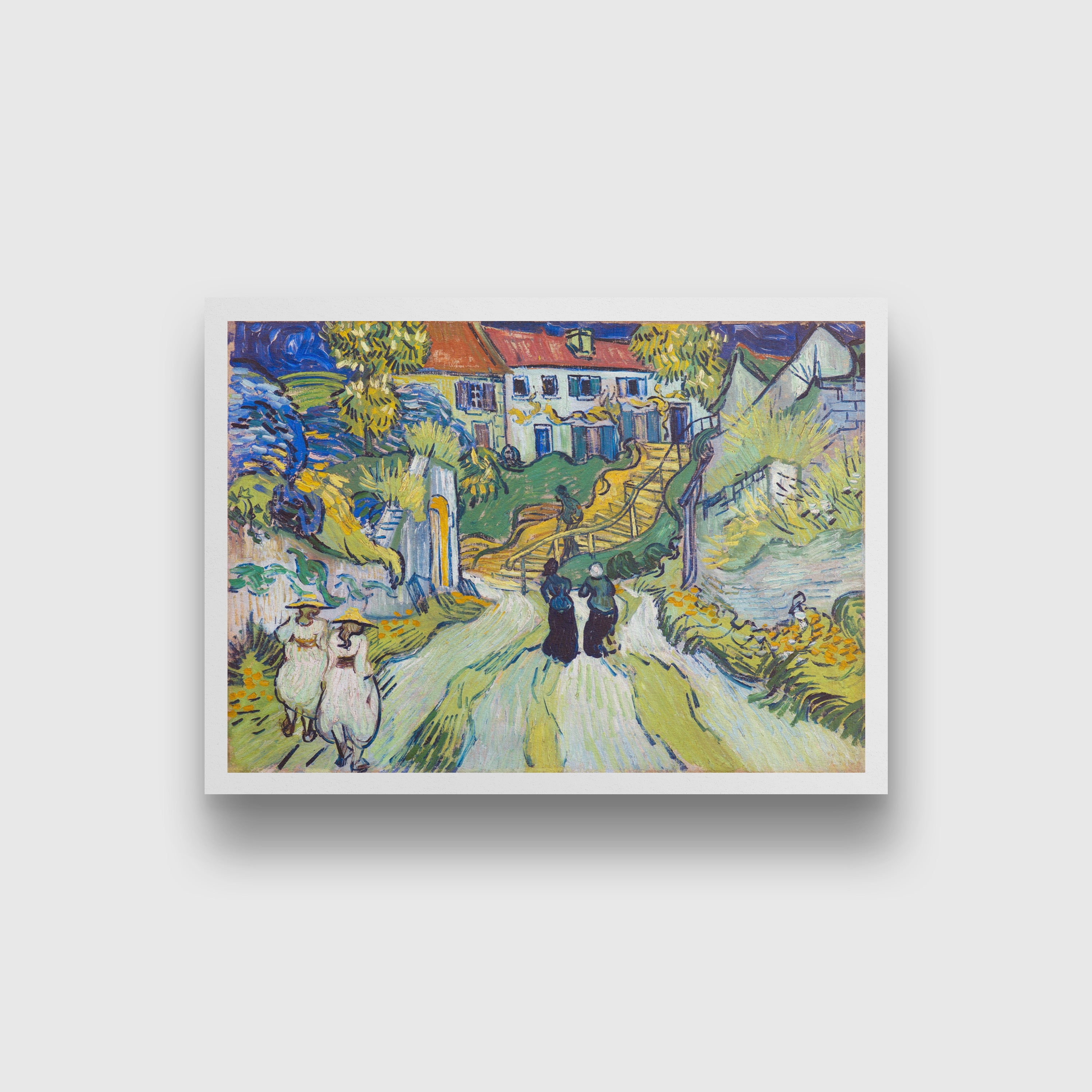 Stairway at Auvers (1890) famous landscape painting 3 : 2 Horizontal Premium Wall Art Canvas by MeriDeewar