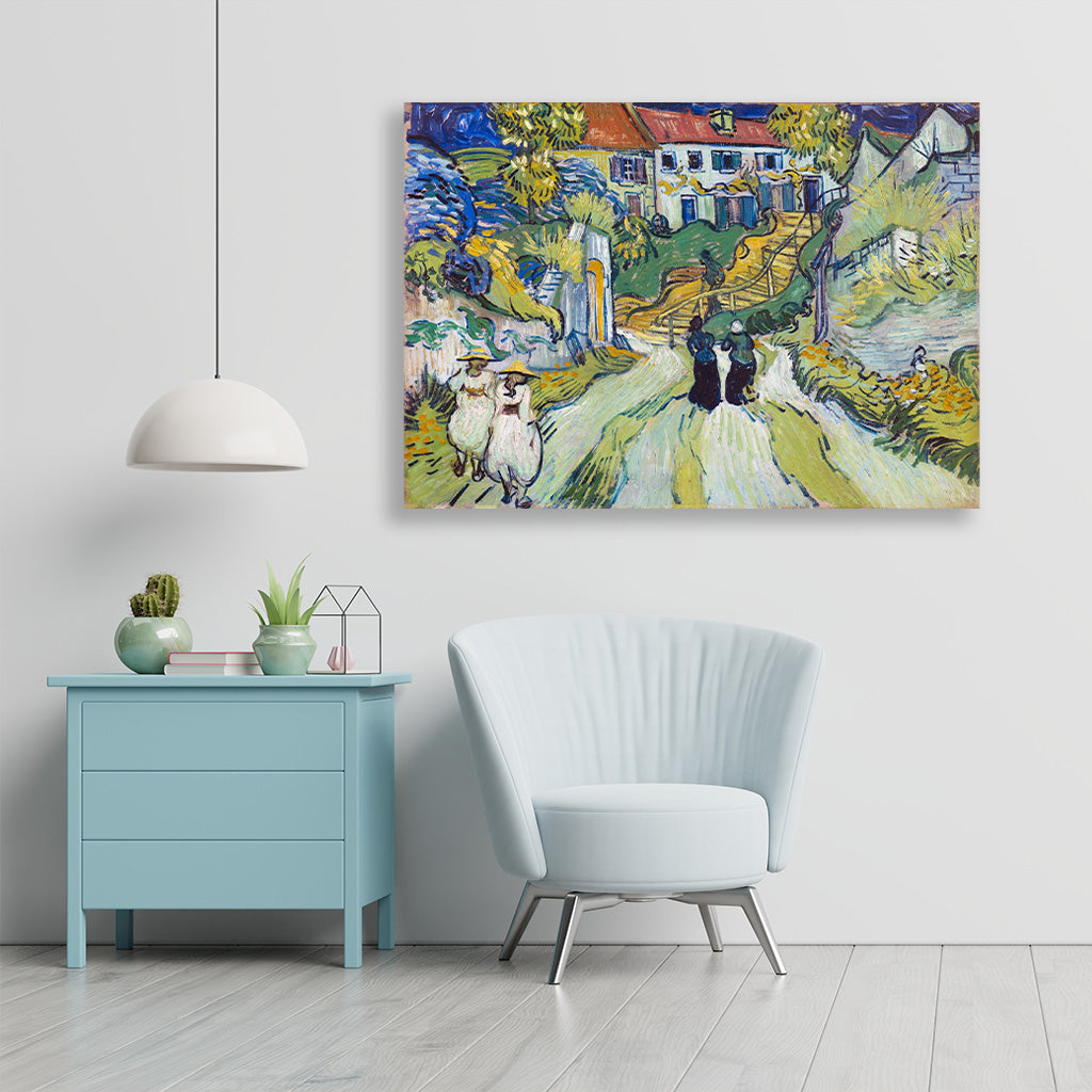 Stairway at Auvers (1890) famous landscape painting 3 : 2 Horizontal Premium Wall Art Canvas by MeriDeewar