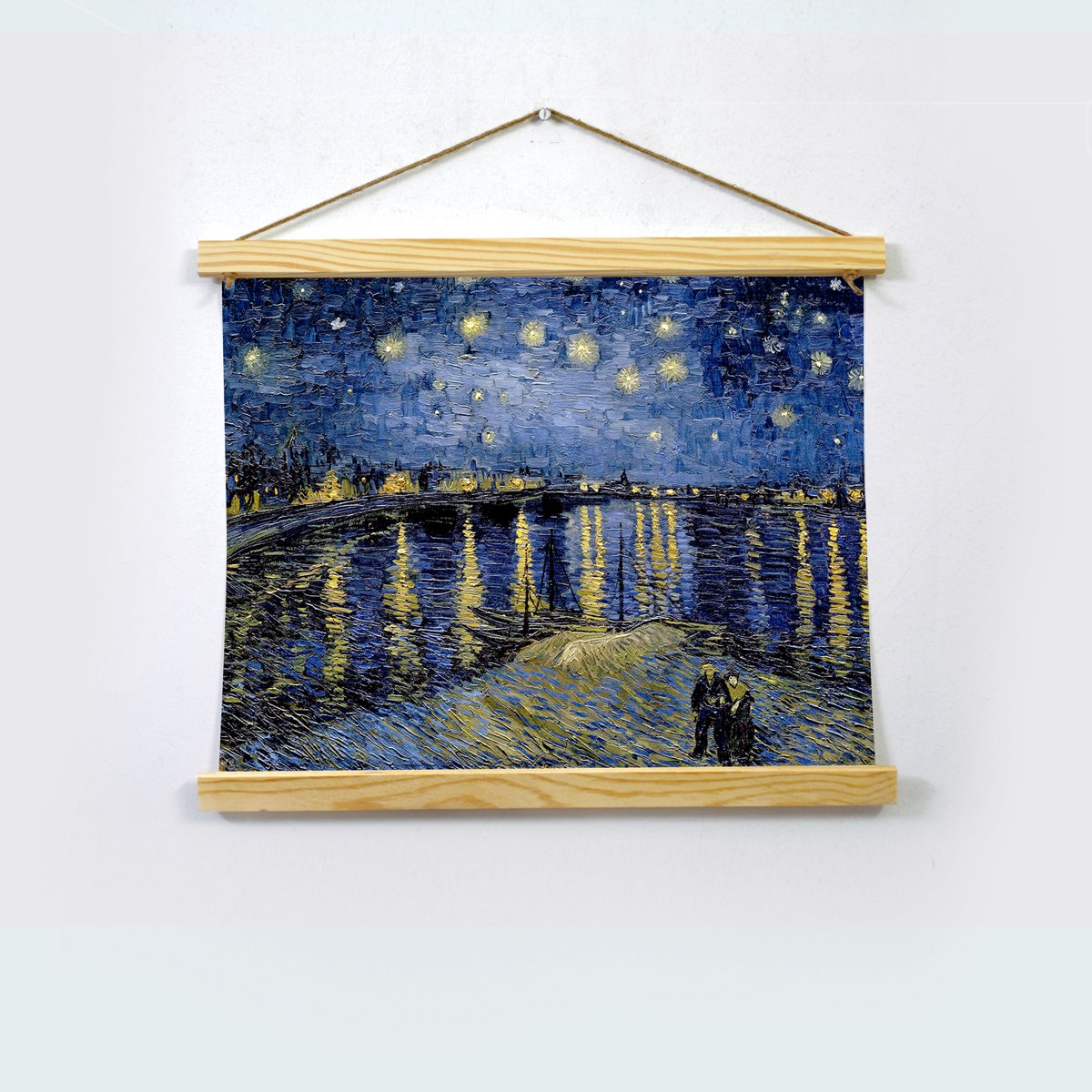 Starry Night By Van Gogh Hanging Canvas Painting - Meri Deewar Hanging Canvas Premium Wall Art Canvas by MeriDeewar