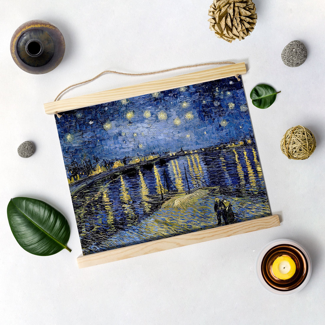 Starry Night By Van Gogh Hanging Canvas Painting - Meri Deewar Hanging Canvas Premium Wall Art Canvas by MeriDeewar